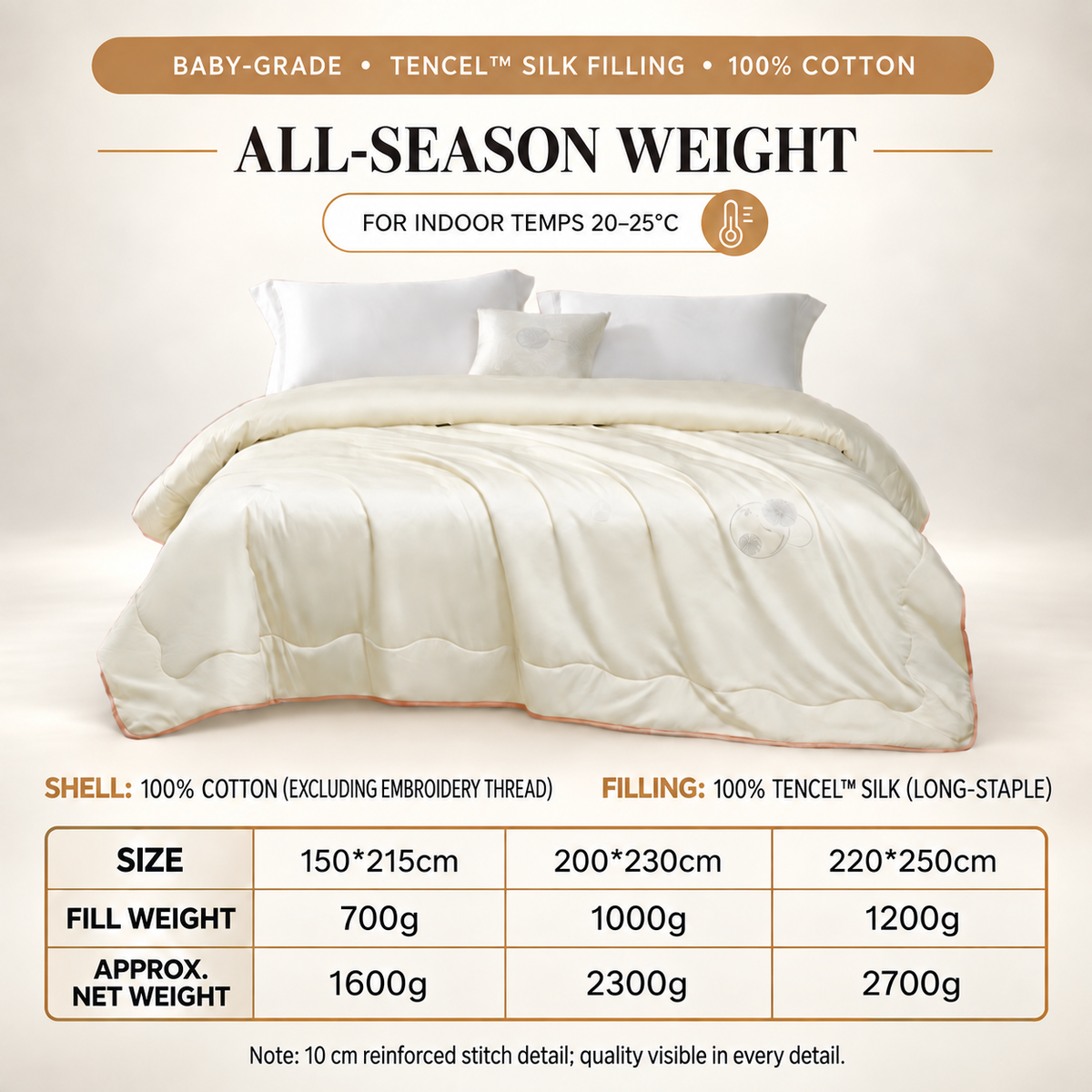 Embroidered Silk Cotton Comforter