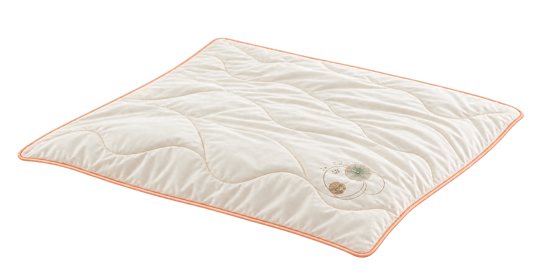 Ivory all-season quilt with corner fastener positions