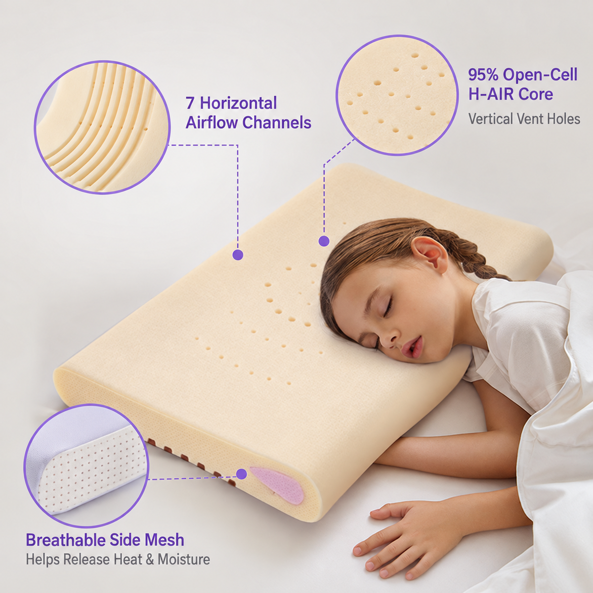 Kids Breathable Support Pillow.