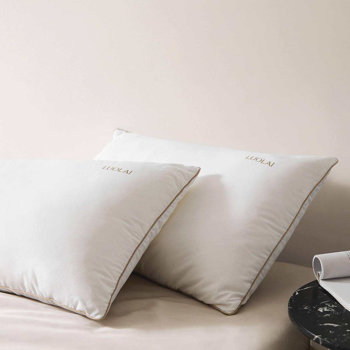 Gold Trim Silk Neck Support Pillow Set