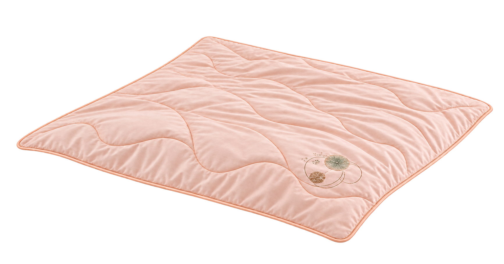 Blush summer quilt with corner fastener positions
